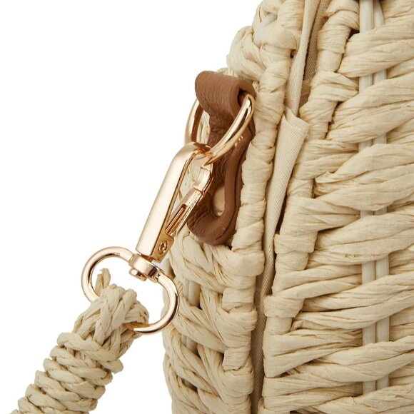 Straw Woven Beach Bag Dumpling Shape Crossbody Shoulder Purse for Women - Picture 4 of 7